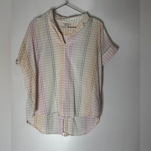 Madewell Lakeline Popover Shirt Rainbow Ombre Plaid Womens Small‎